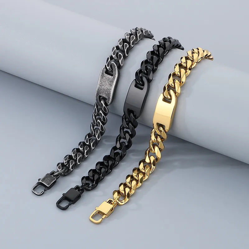 Simple Style Solid Color 304 Stainless Steel 18K Gold Plated Men'S Bracelets