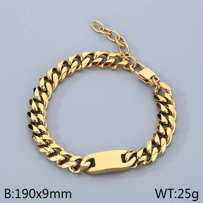 Simple Style Solid Color 304 Stainless Steel 18K Gold Plated Men'S Bracelets