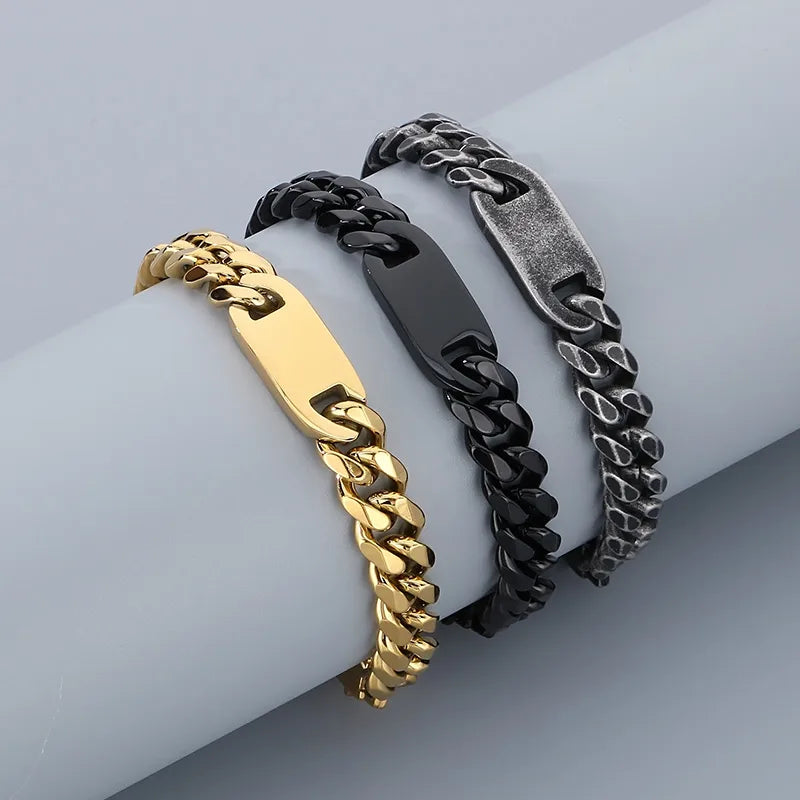 Simple Style Solid Color 304 Stainless Steel 18K Gold Plated Men'S Bracelets