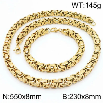 Simple Style Solid Color 304 Stainless Steel 18K Gold Plated Men'S Jewelry Set