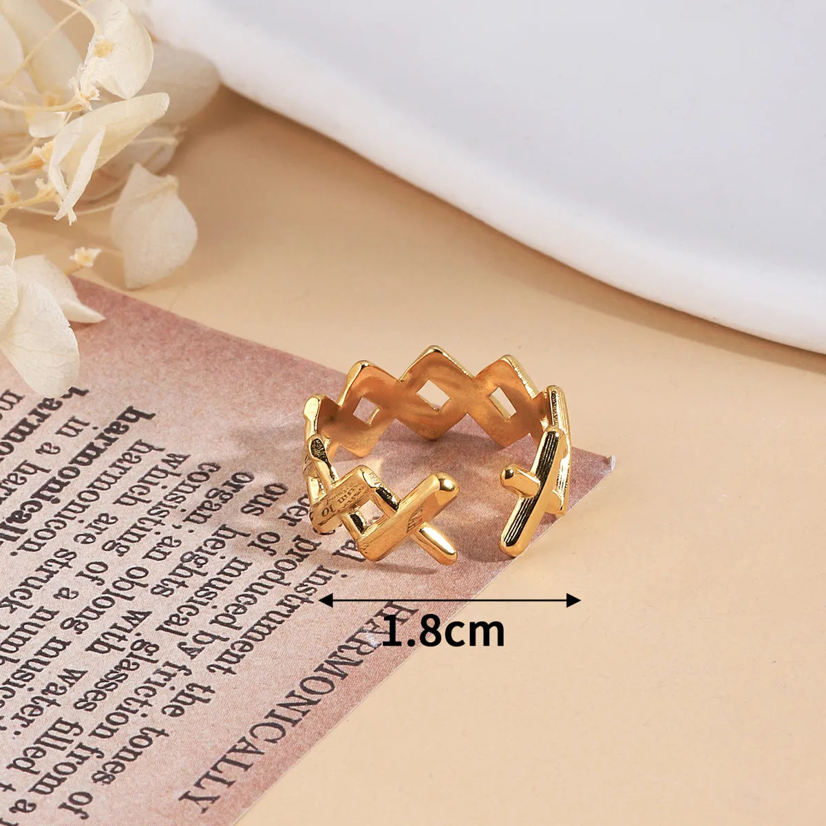 Simple Style Solid Color 304 Stainless Steel 18K Gold Plated Open Rings In Bulk