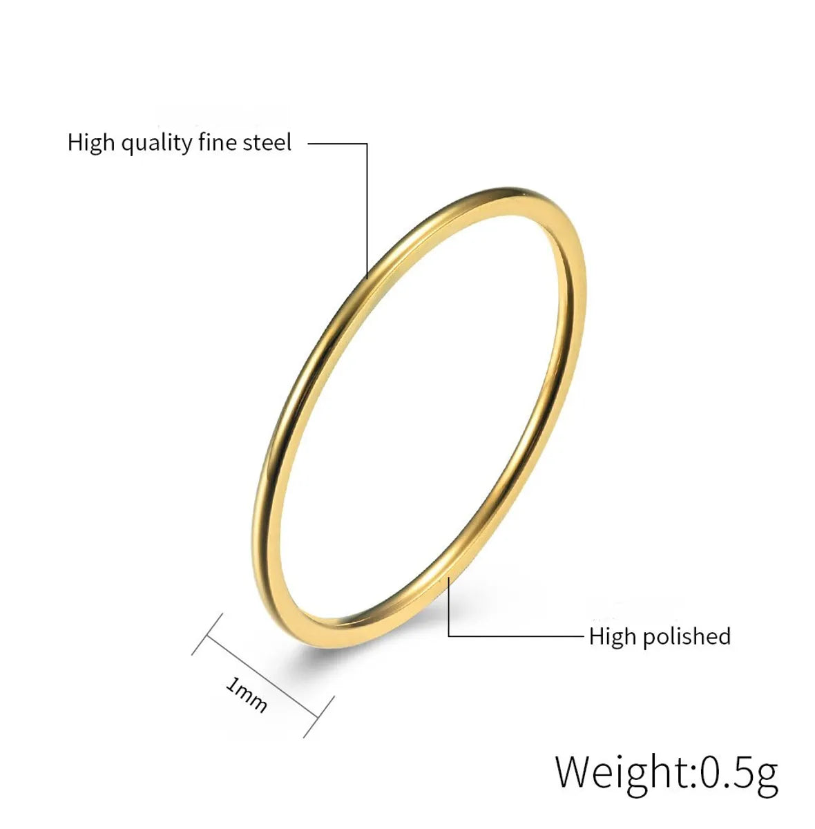 Simple Style Solid Color 304 Stainless Steel 18K Gold Plated Rings In Bulk