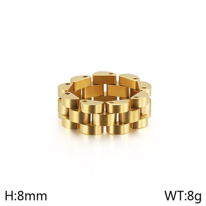 Simple Style Solid Color 304 Stainless Steel 18K Gold Plated Unisex Rings