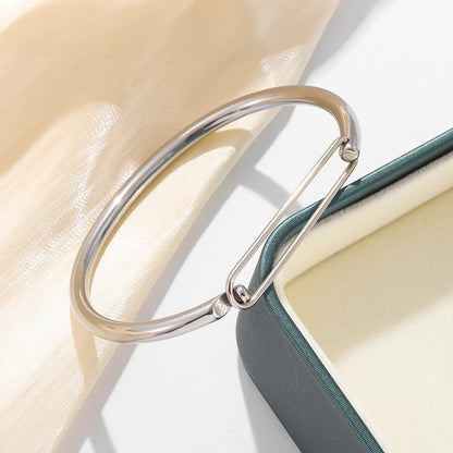 Simple Style Solid Color 304 Stainless Steel Bangle In Bulk