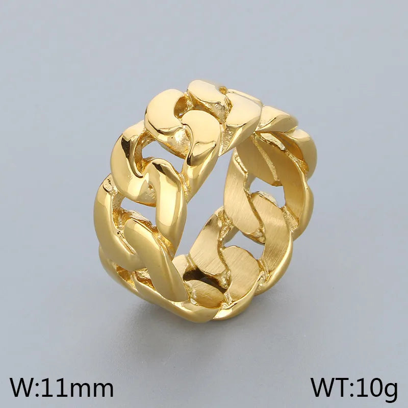 Simple Style Solid Color 304 Stainless Steel Hollow Out 18K Gold Plated Men'S Rings