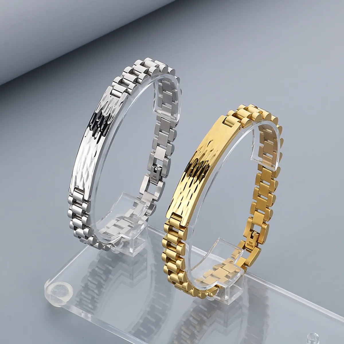 Simple Style Solid Color 304 Stainless Steel Plating 18K Gold Plated Men'S Bangle