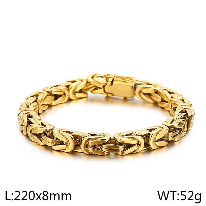 Simple Style Solid Color 304 Stainless Steel Plating 18K Gold Plated Men'S Bracelets