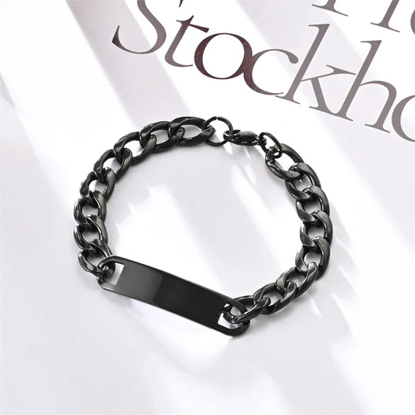 Simple Style Solid Color 304 Stainless Steel Plating Unisex Bracelets Men Chain Bracelets