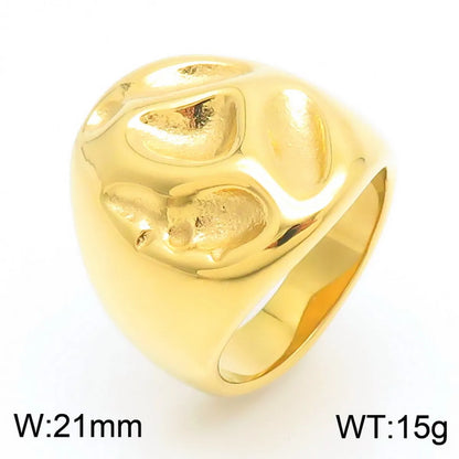 304 Stainless Steel 18K Gold Plated Simple Style Irregular Solid Color Rings