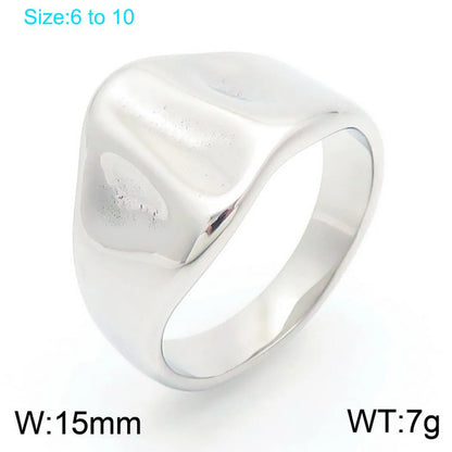 304 Stainless Steel 18K Gold Plated Simple Style Irregular Solid Color Rings