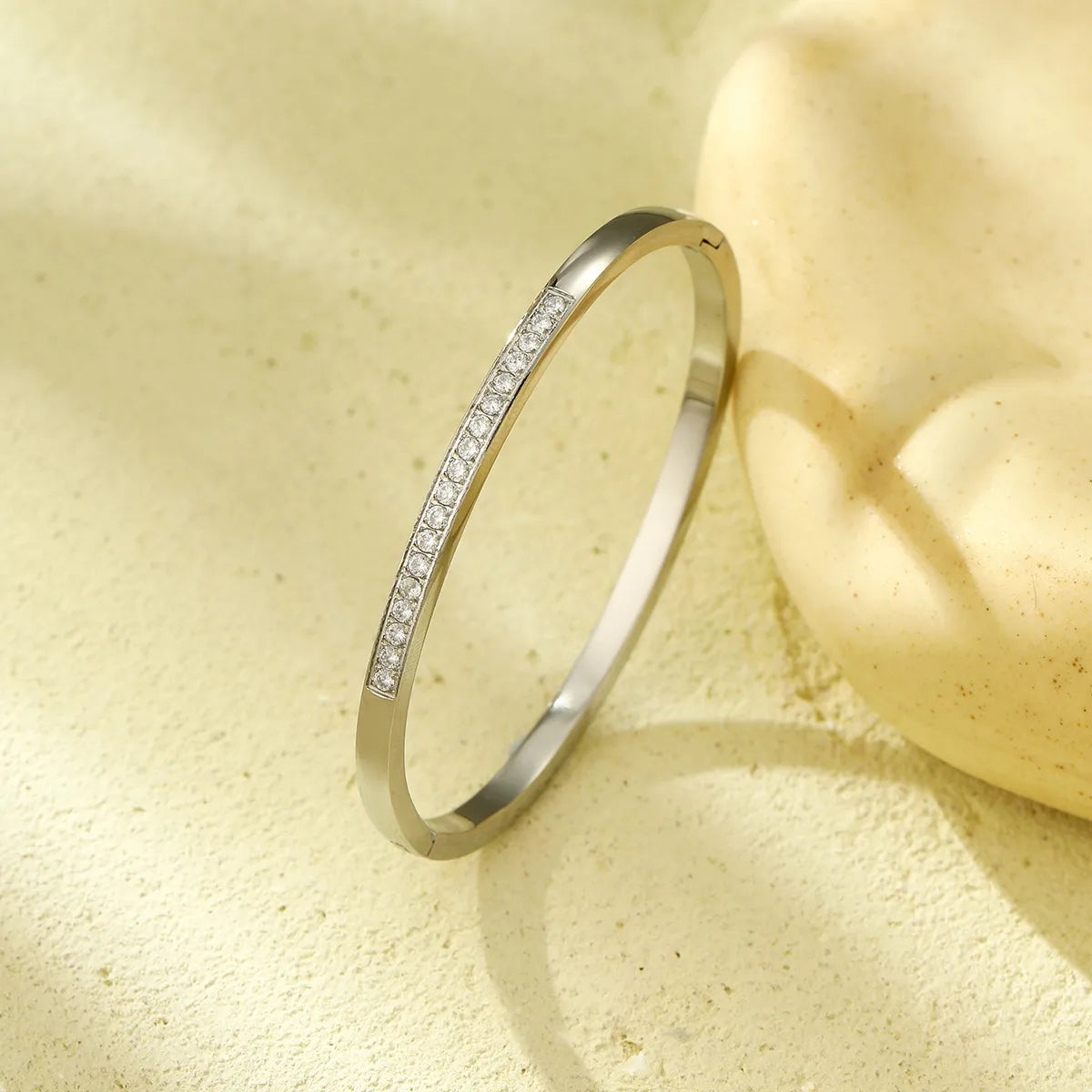 Simple Style Solid Color 304 Stainless Steel Wholesale Bangle