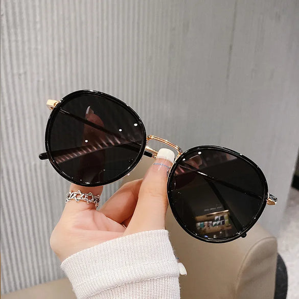 Simple Style Solid Color Ac Round Frame Full Frame Women'S Sunglasses