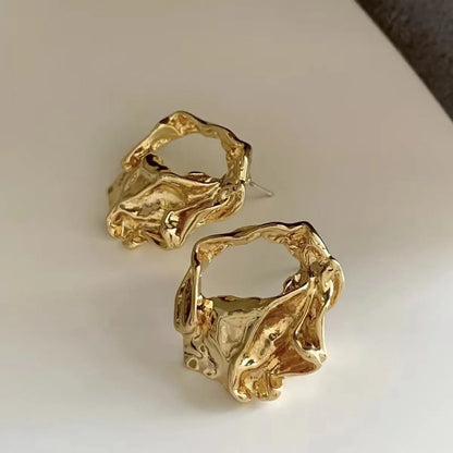 1 Pair Simple Style Solid Color Irregular Alloy Ear Studs