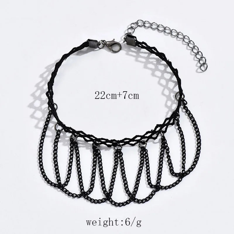 Simple Style Solid Color Alloy Lace Wholesale Anklet