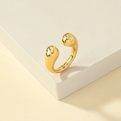 Simple Style Solid Color Alloy Plating 14k Gold Plated Women's Open Rings