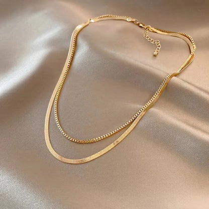 Simple Style Solid Color Alloy Plating Gold Plated Women's Layered Necklaces