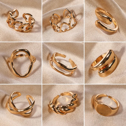 Simple Style Solid Color Alloy Plating Gold Plated Women'S Open Rings