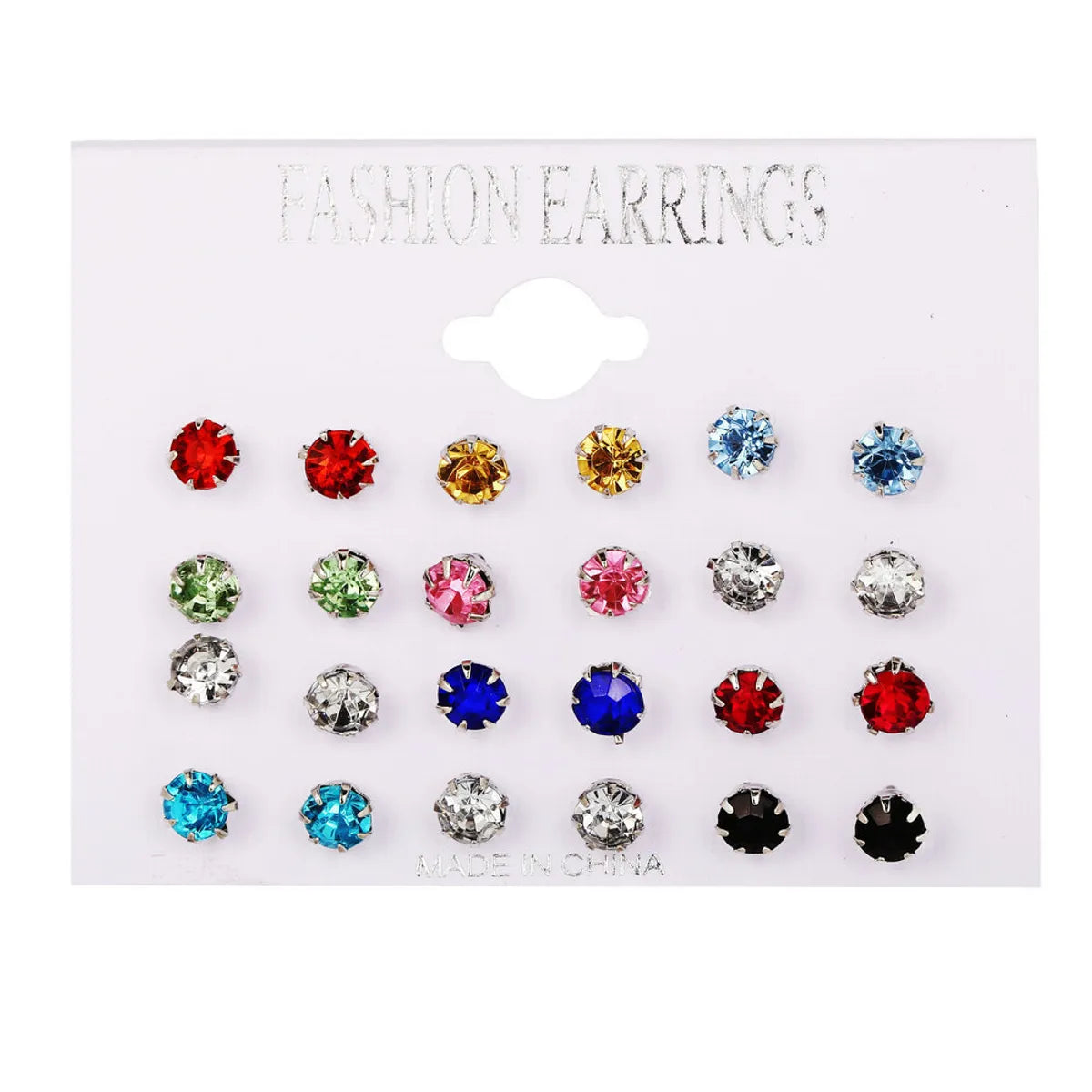 Simple Style Solid Color Alloy Plating Inlay Artificial Crystal Ear Studs 1 Set