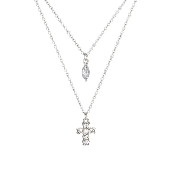 Simple Style Solid Color Alloy Plating Inlay Zircon Silver Plated Women's Layered Necklaces