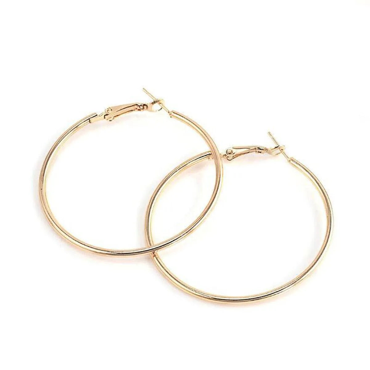 Simple Style Solid Color Alloy Plating Women'S Hoop Earrings 1 Pair