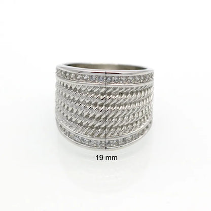 Simple Style Solid Color Alloy Sterling Silver Plating Inlay Zircon White Gold Plated Unisex Rings