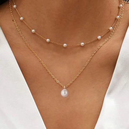 Simple Style Solid Color Alloy Wholesale Layered Necklaces