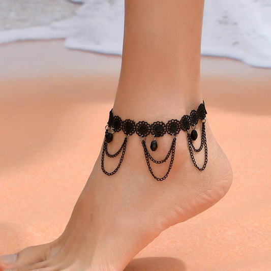 Simple Style Solid Color Alloy Women's Anklet