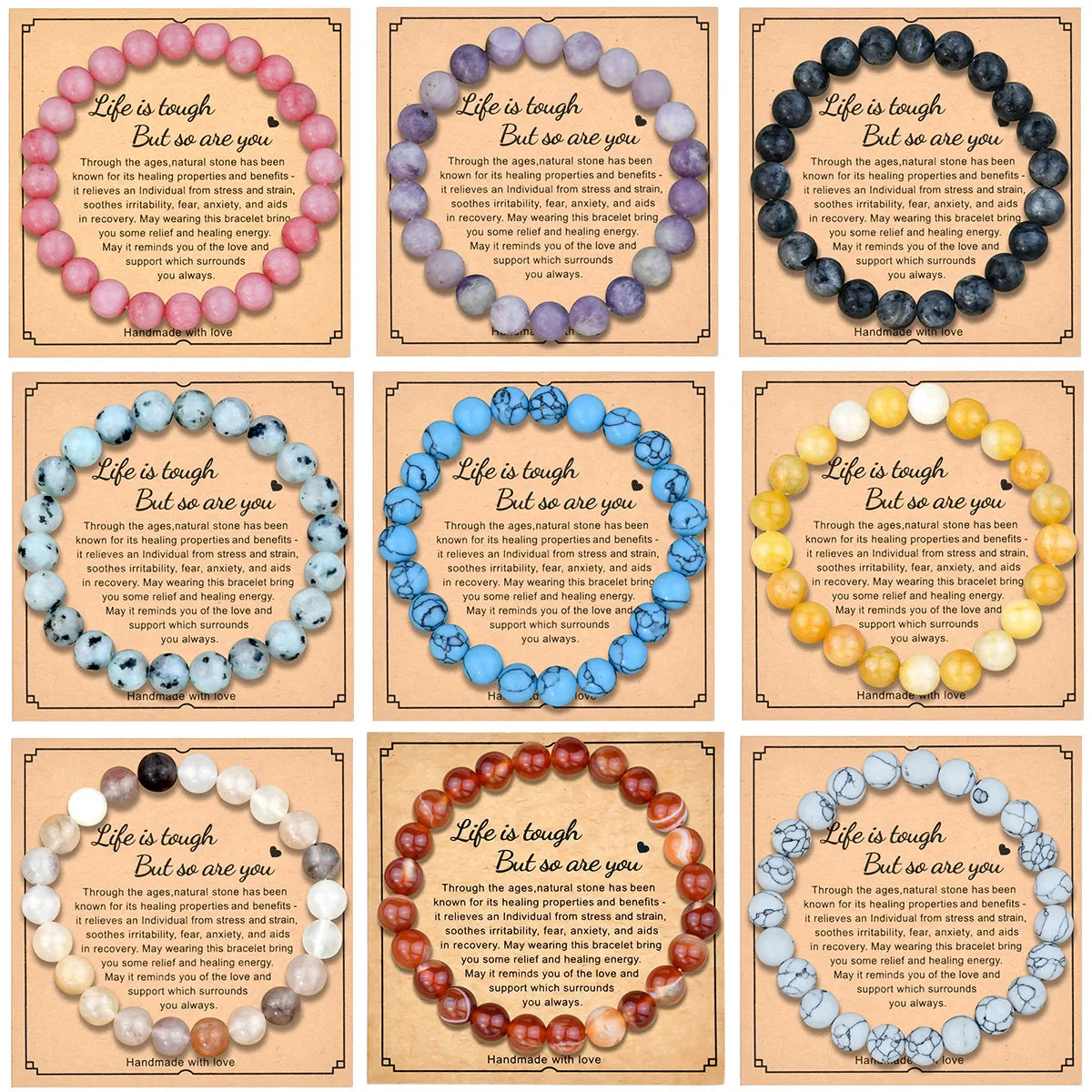 Simple Style Solid Color Artificial Gemstones Natural Stone Beaded Handmade Unisex Bracelets