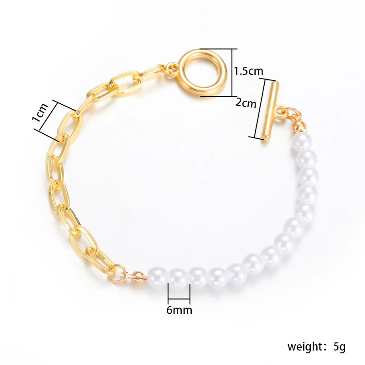 Simple Style Solid Color Artificial Pearl Iron Plating Women's Bracelets