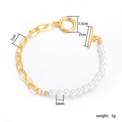 Simple Style Solid Color Artificial Pearl Iron Plating Women's Bracelets