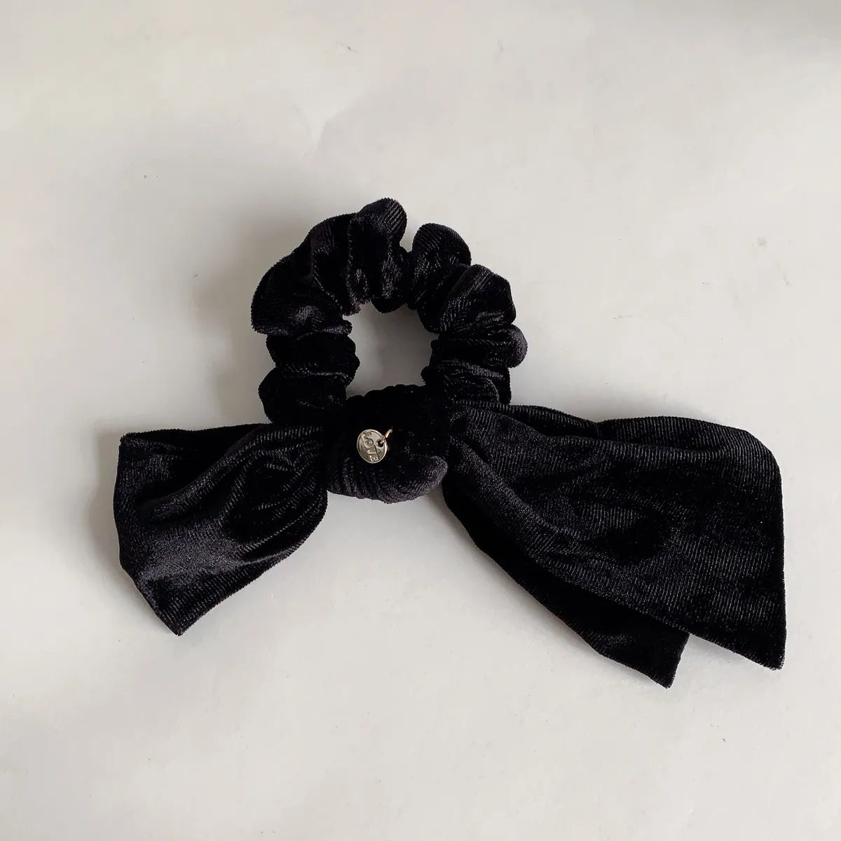 Simple Style Solid Color Bow Knot Gold Velvet Hair Tie