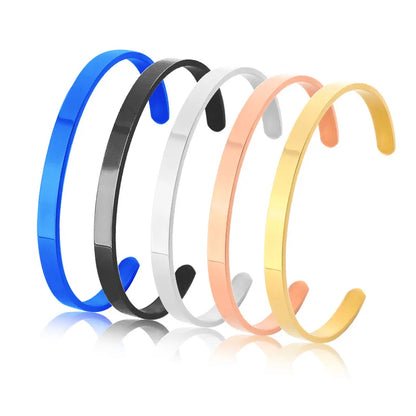 Simple Style Solid Color C Shape Stainless Steel Titanium Steel Bangle In Bulk