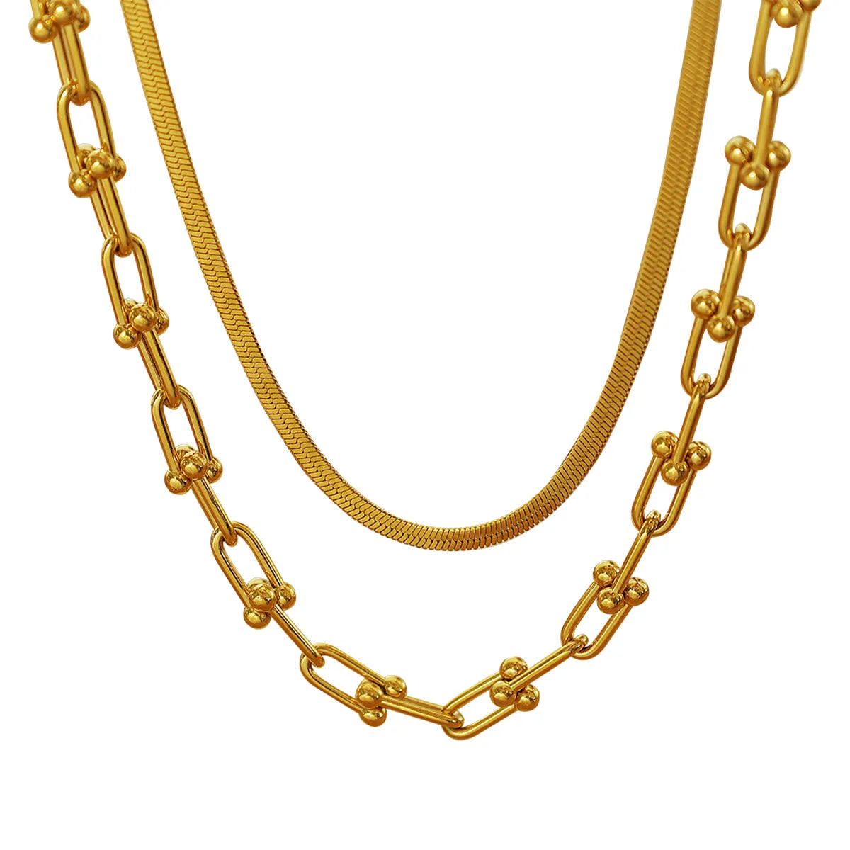 Simple Style Solid Color Chain Titanium Steel Plating 18k Gold Plated Necklace