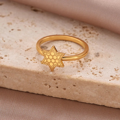 Simple Style Solid Color Classic Style Cross Heart Shape Crown Stainless Steel 14k Gold Plated Rings