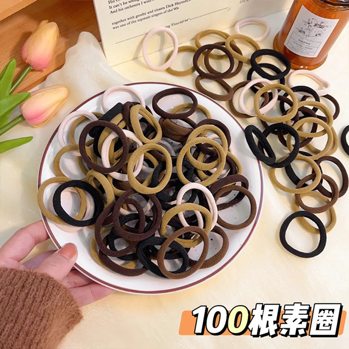 Simple Style Solid Color Cloth Hair Tie 1 Set