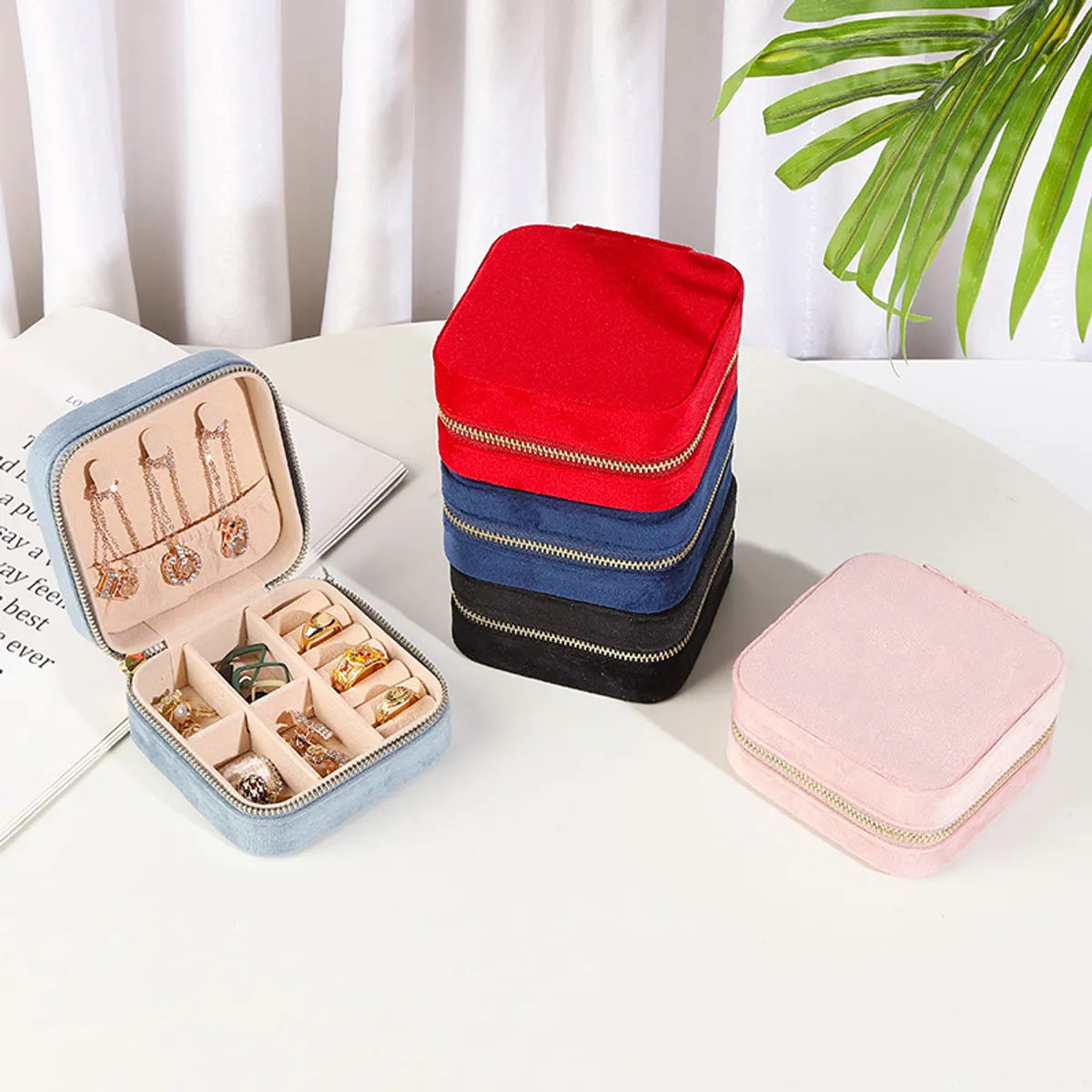 Simple Style Solid Color Cloth Wholesale Jewelry Boxes