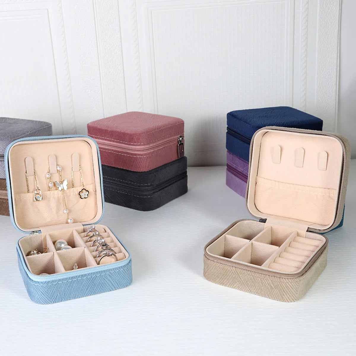 Simple Style Solid Color Composite Material Jewelry Boxes