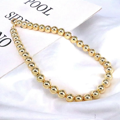 Simple Style Solid Color Copper Beaded Plating Gold Plated Necklace