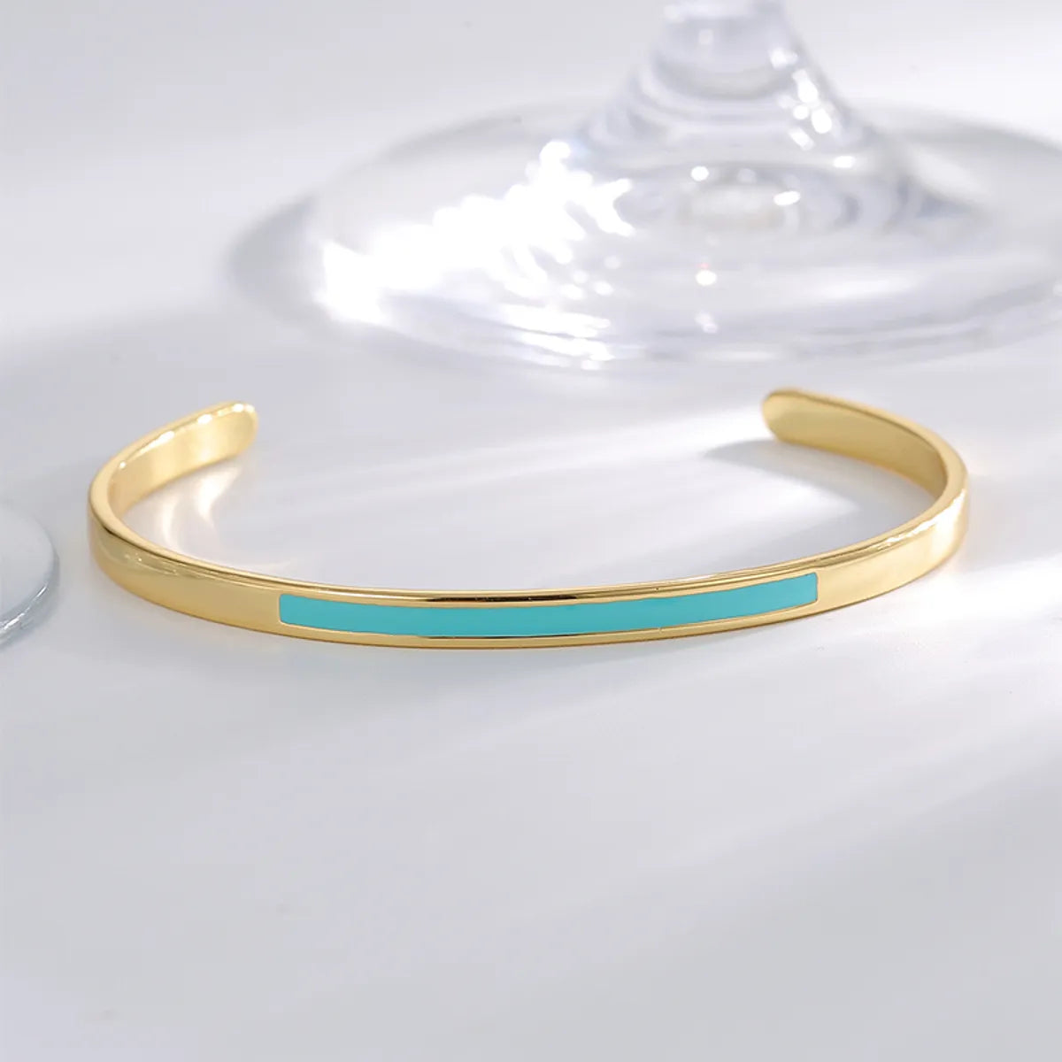 Simple Style Solid Color Copper Enamel Plating 18k Gold Plated Cuff Bracelets