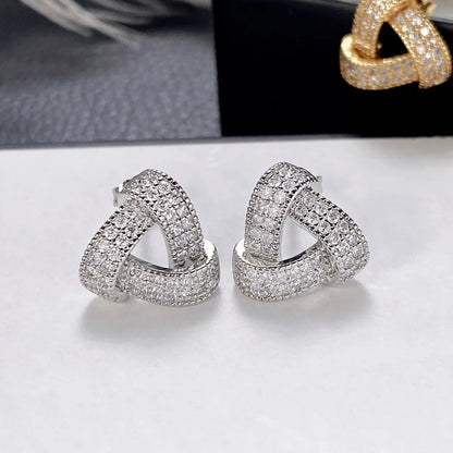 Simple Style Solid Color Copper Inlay Artificial Diamond Ear Studs 1 Pair