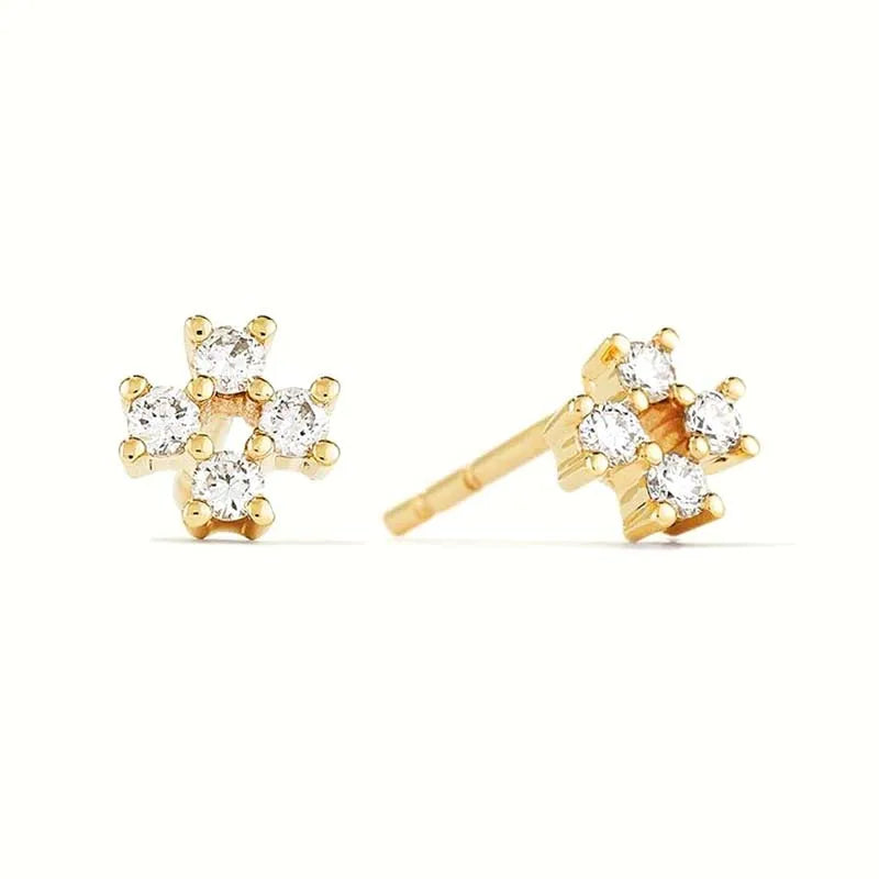 Simple Style Solid Color Copper Inlay Zircon Ear Studs 1 Pair