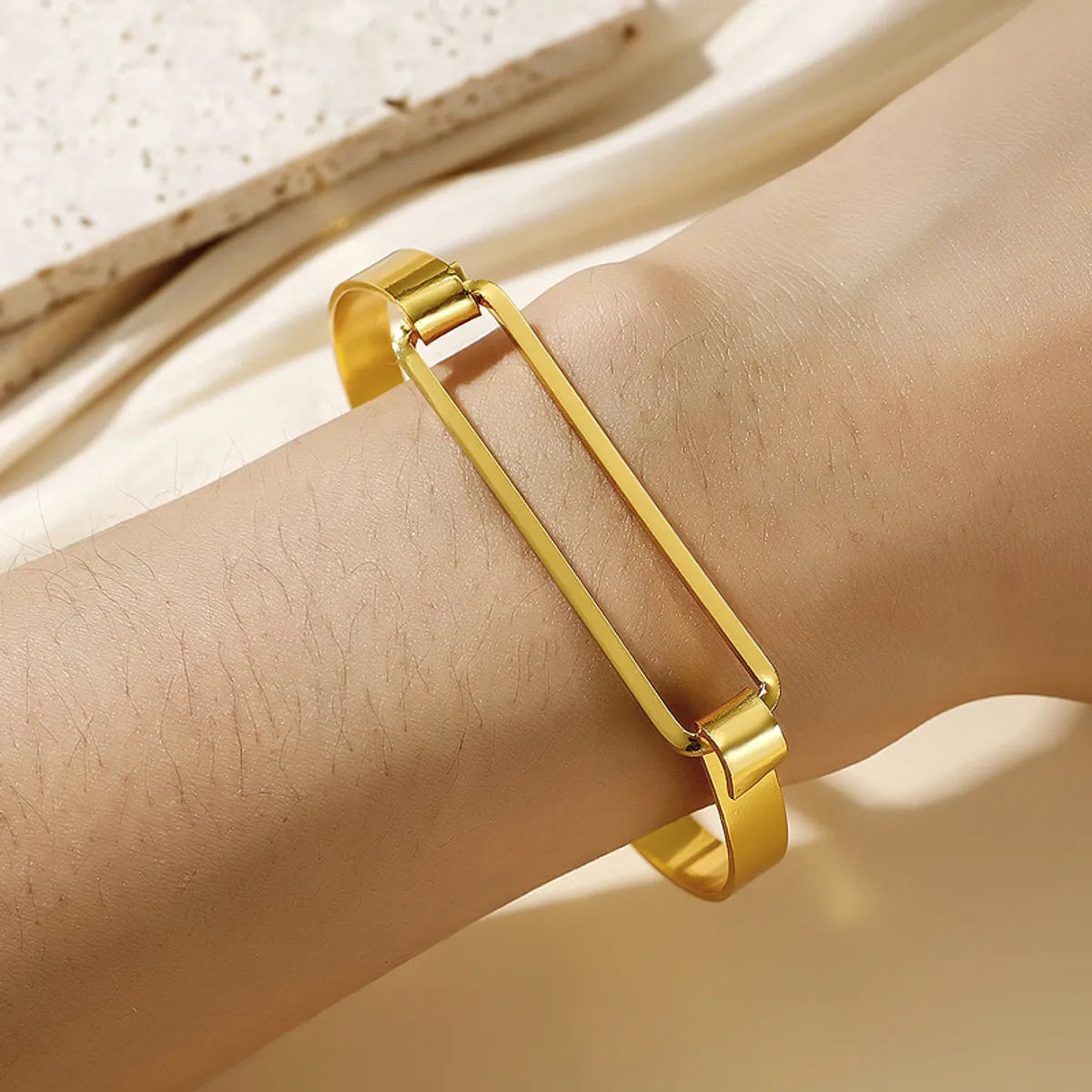 Simple Style Solid Color Copper Plating 18k Gold Plated Bangle