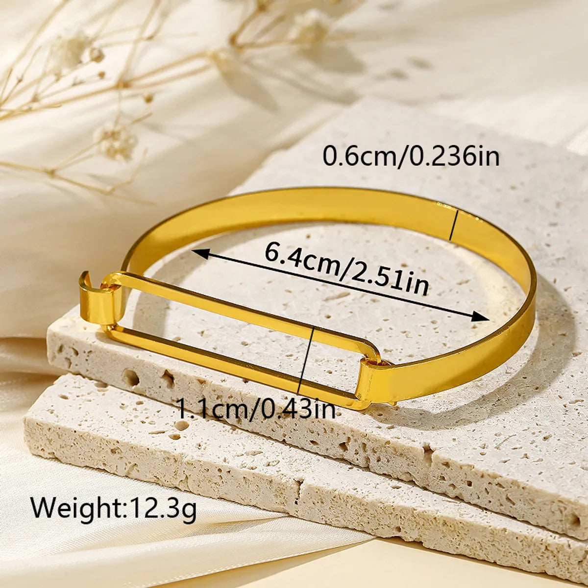 Simple Style Solid Color Copper Plating 18k Gold Plated Bangle