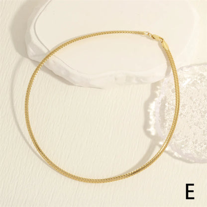 Simple Style Solid Color Copper Plating 18k Gold Plated Choker