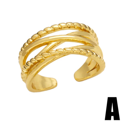 Simple Style Solid Color Copper Plating 18k Gold Plated Open Rings