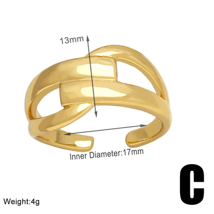 Simple Style Solid Color Copper Plating 18k Gold Plated Open Rings