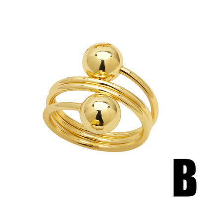 Simple Style Solid Color Copper Plating 18k Gold Plated Open Rings