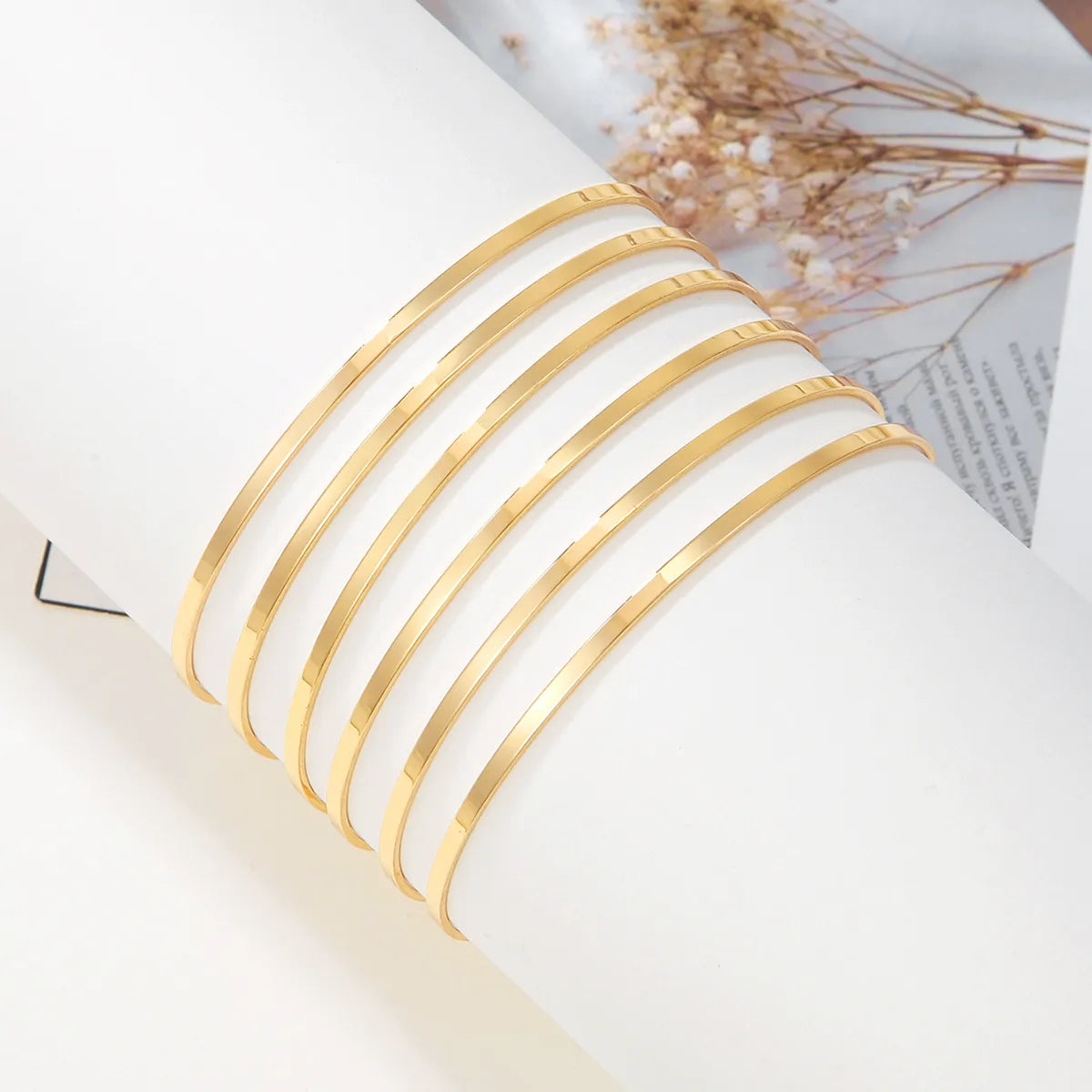 Simple Style Solid Color Copper Plating 18k Gold Plated Wristband