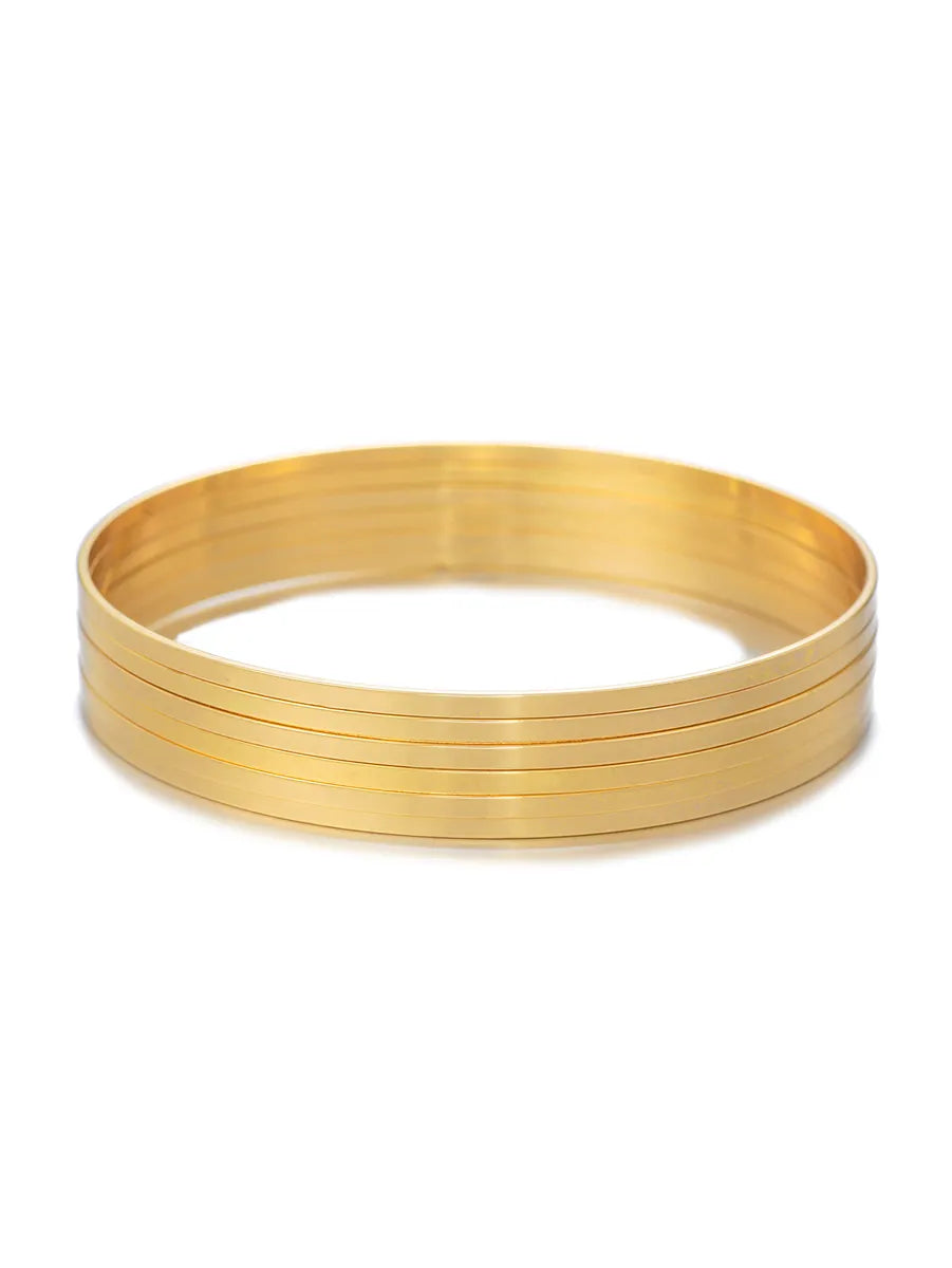 Simple Style Solid Color Copper Plating 18k Gold Plated Wristband