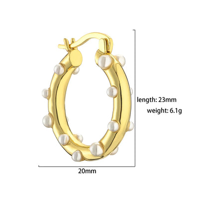 1 Pair Simple Style Solid Color Plating Copper Gold Plated Earrings